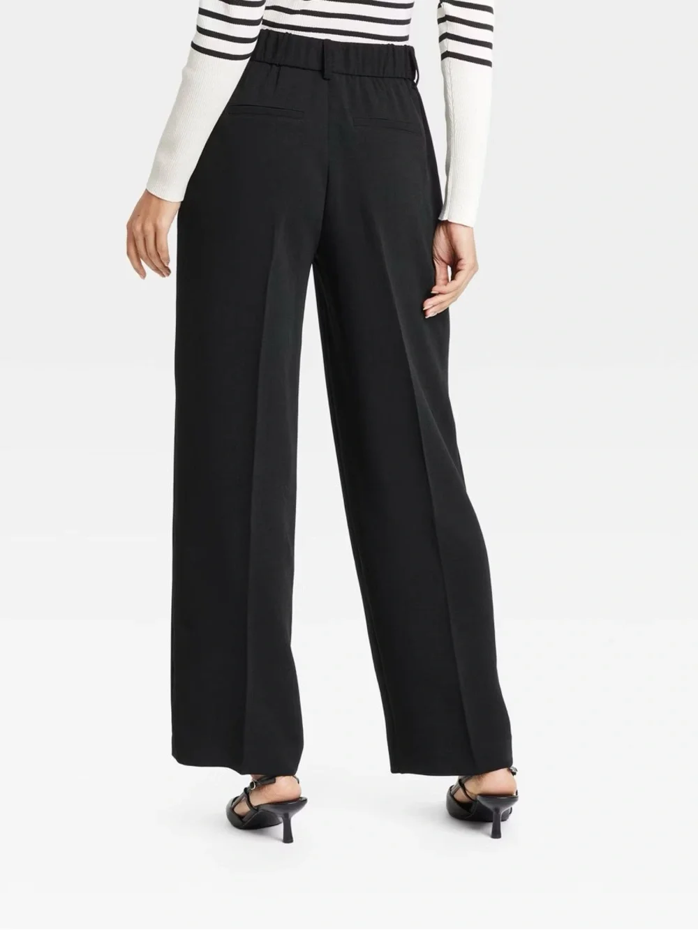A New Day signature crepe essential Black High-Waist trousers size 12 - Picture 3 of 6